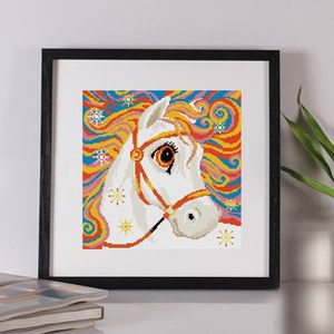 dmc十字绣新款动物dw1587 彩虹马14ct印花马到成功装饰画简单