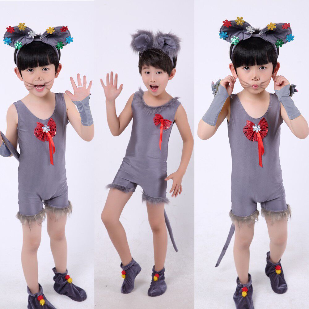 儿童动物表演服小老鼠演出服装猫鼠之夜童话剧舞蹈表演服装幼儿园