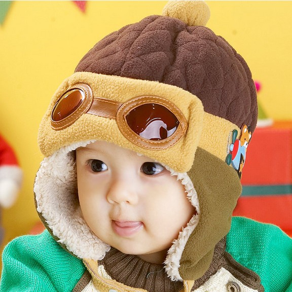 飞行员帽 儿童护耳帽 加绒保暖帽 儿童帽子 冬天护耳帽1-3岁