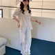 田园小碎花韩国同款睡衣女清新甜美舒适薄款短袖长裤棉布家居套装