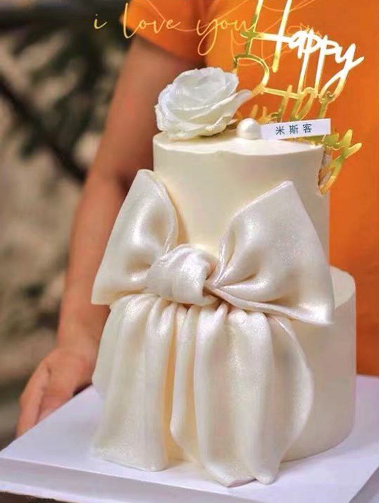 网红小仙女复古蝴蝶结半翻糖女神生日动物奶油蛋糕成都同城配送