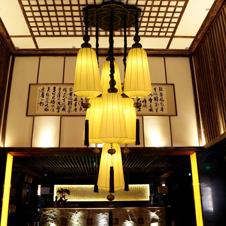  新中式吊灯别墅装修设计师复古中国风古典灯笼大厅跃层楼梯间吊灯-升图中式