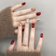 琥珀手工穿戴甲秋冬款高级感红色新年美甲成品指甲贴片2023年新款