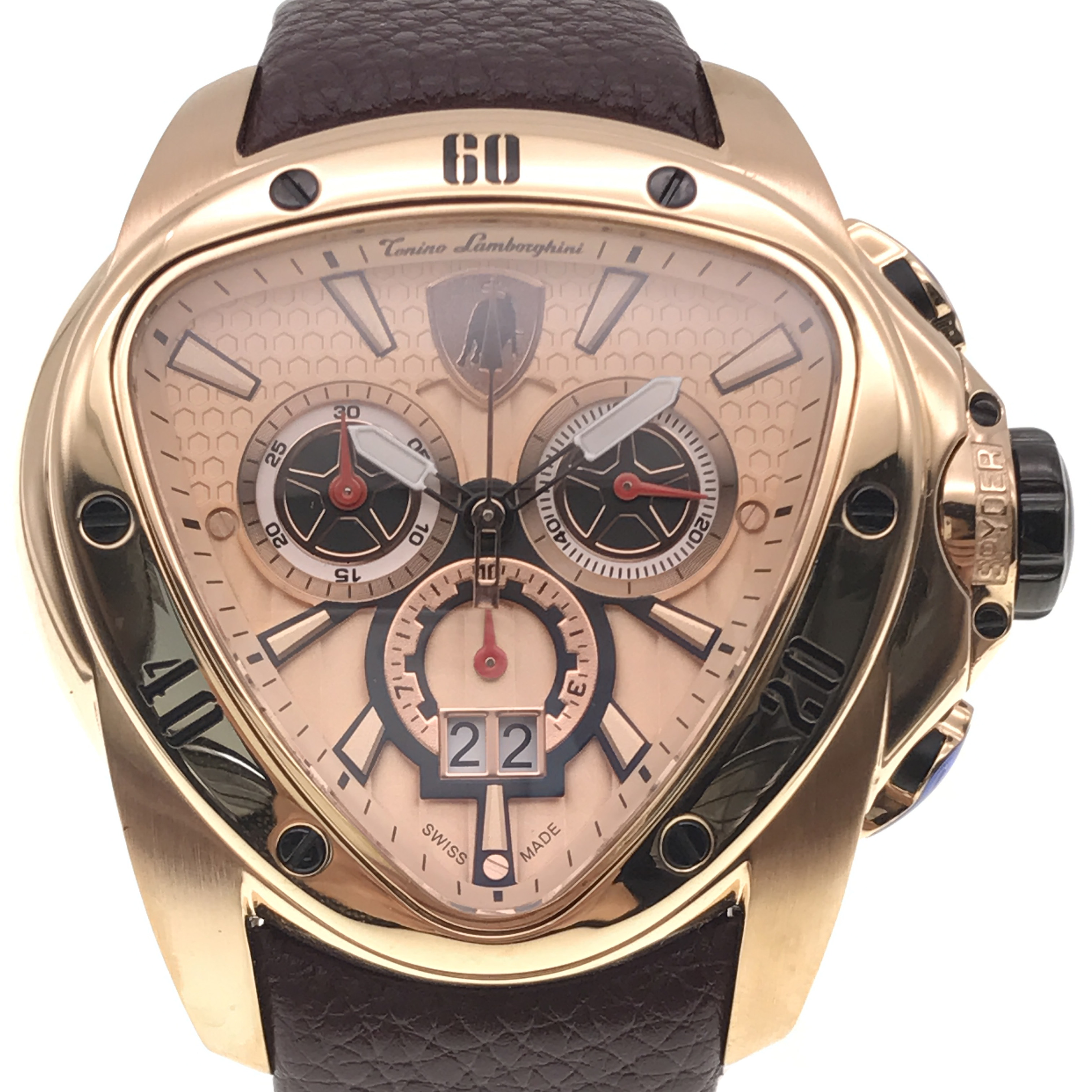 一元起拍无保留价[9.9新]兰博基尼pvd涂层精钢男表