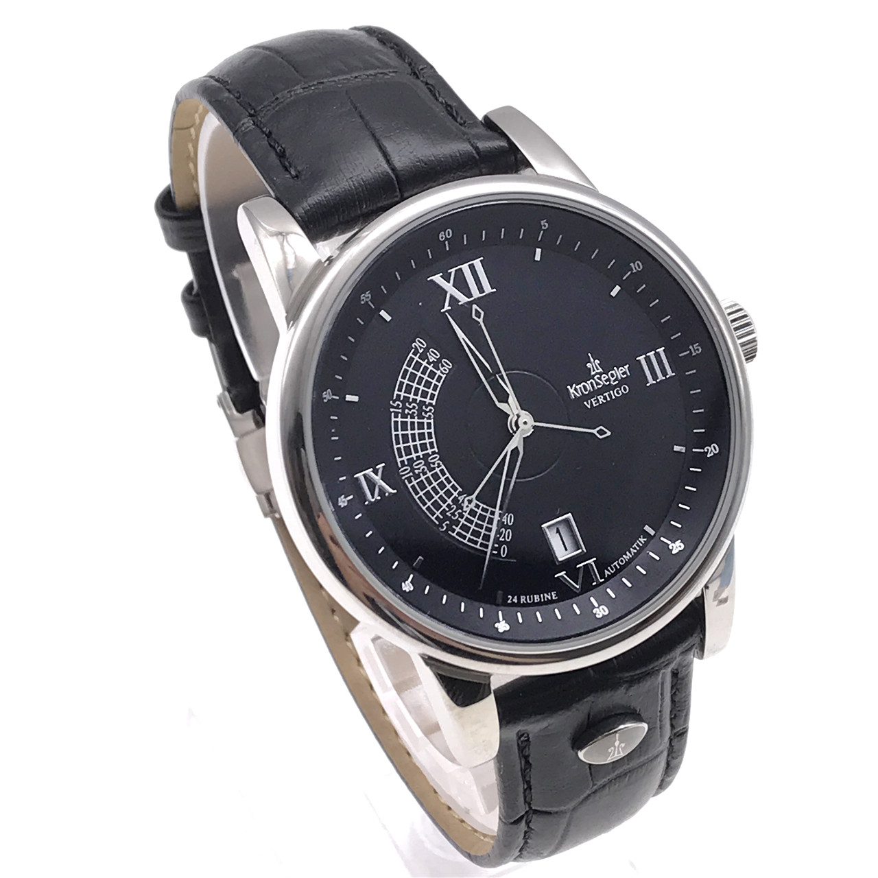 [9.9新]坤格vertigo系列精钢皮带黑面自动机械男表
