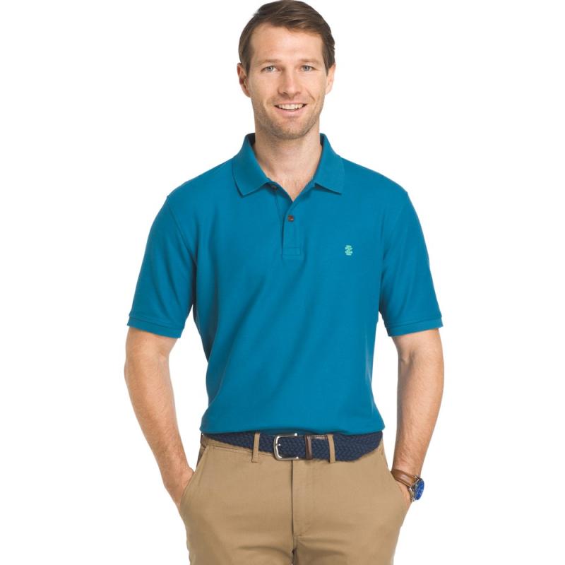 IZOD 男polo衫弹力经典纯色透气大码加肥美国直邮正品2887288