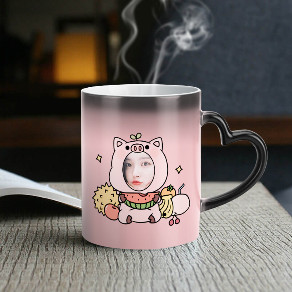 情侣女网红加热变色陶瓷马克水杯子定制diy可印照片创意个性潮流