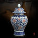 陶瓷花瓶青花釉里红瓷器摆件手绘将军罐新中式博古架书房台面摆设