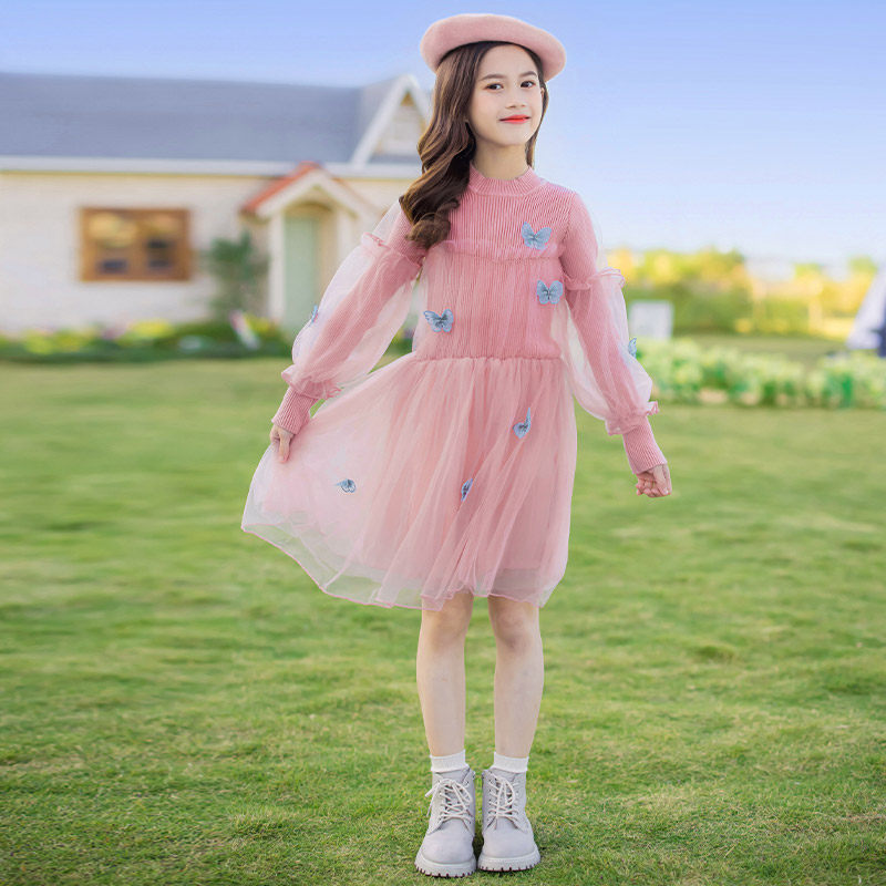 女童装春装儿童公主连衣裙2022年新款中童春季小女孩小香风莎裙子