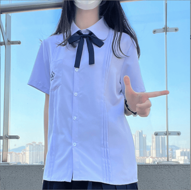 jk制服学院风泰式长袖风琴褶台湾师大附中学生校服班服基础款衬衫