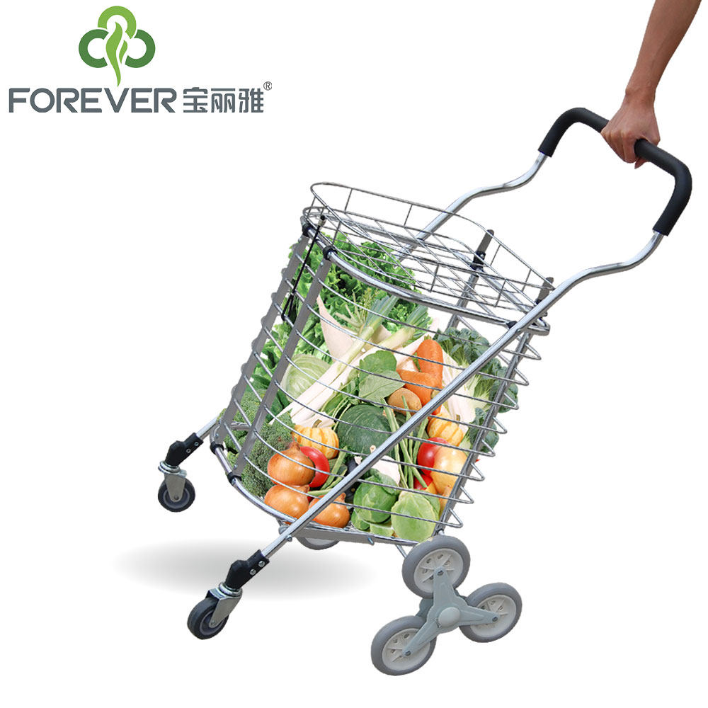 宝丽雅大号带盖爬楼铝合金购物车 可折叠便携买菜车手推车拉车