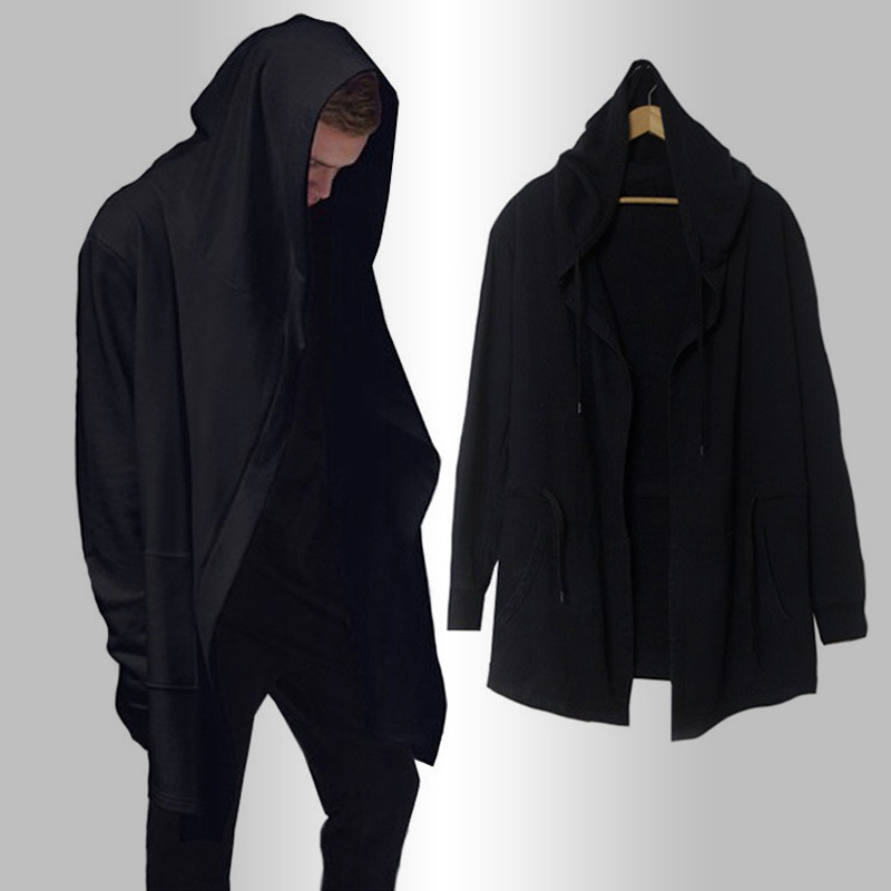 开衫连帽刺客信条风衣男春秋大帽子卫衣男巫师帽外套暗黑系兜帽衫