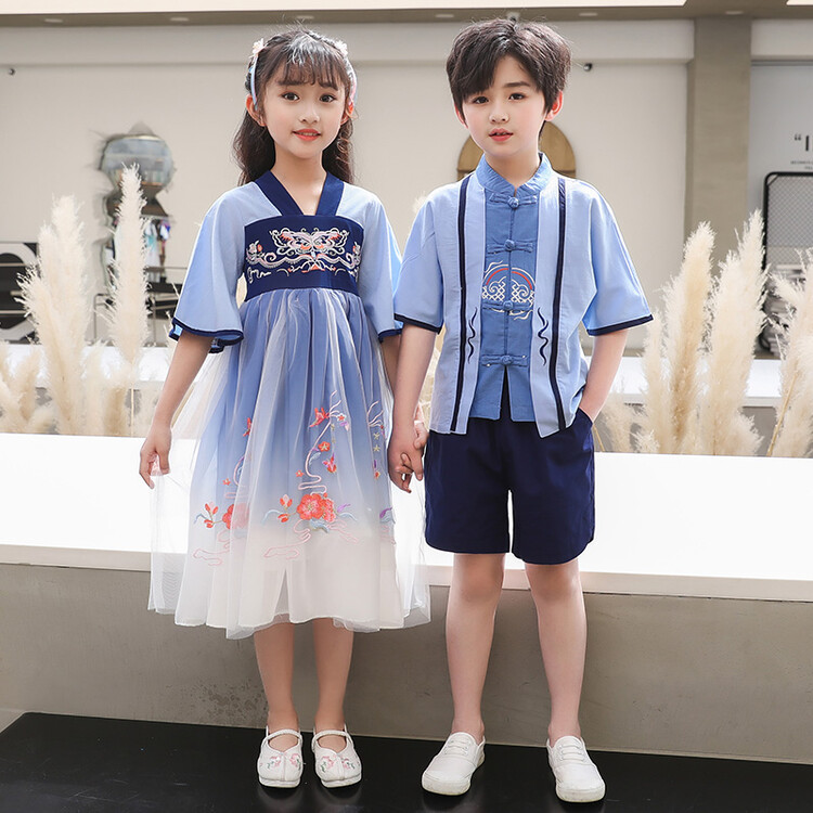 六一儿童古装演出服夏季唐装中国风汉服小学生班服幼儿园表演服装