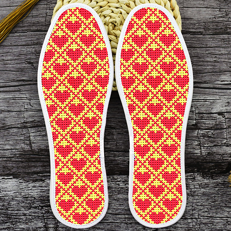 鸿运玫瑰十字绣针孔鞋垫不掉色全棉布几何舒适透气手工刺绣半成品