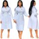 wish fashion woman shirt dress long-sleeved dress white 2019