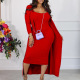 Fall clothes for women Long-sleeved long coat dress sets 3xl