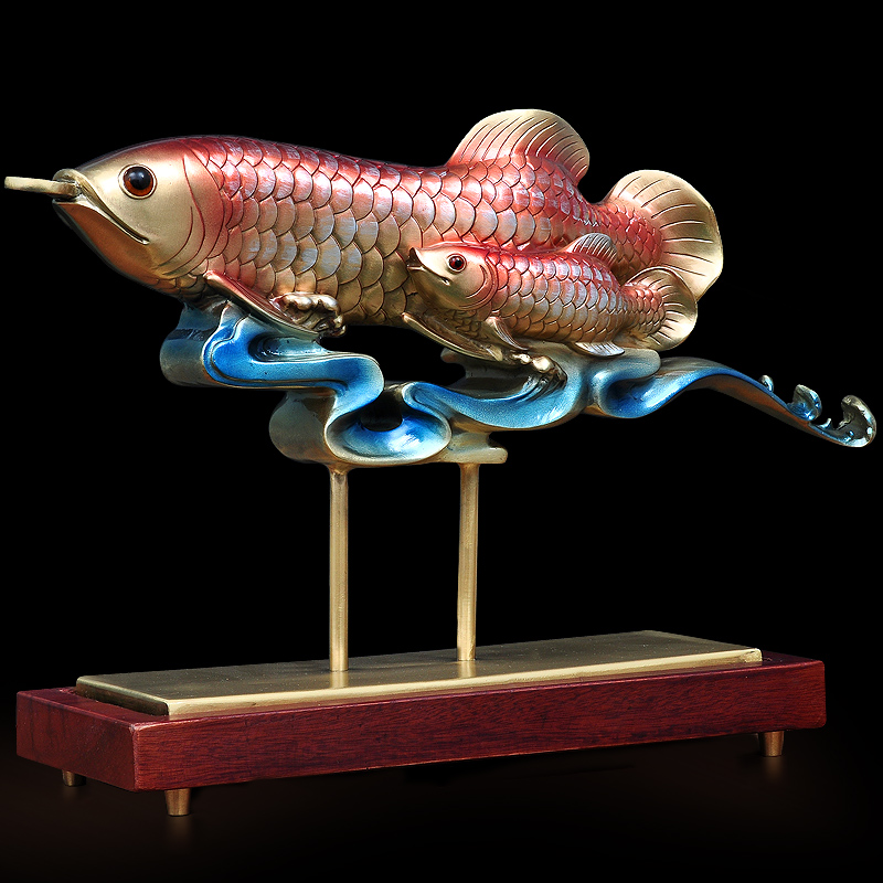 铜金龙鱼招财创意轻奢客厅电视柜玄关家居装饰品乔迁新居商务礼品