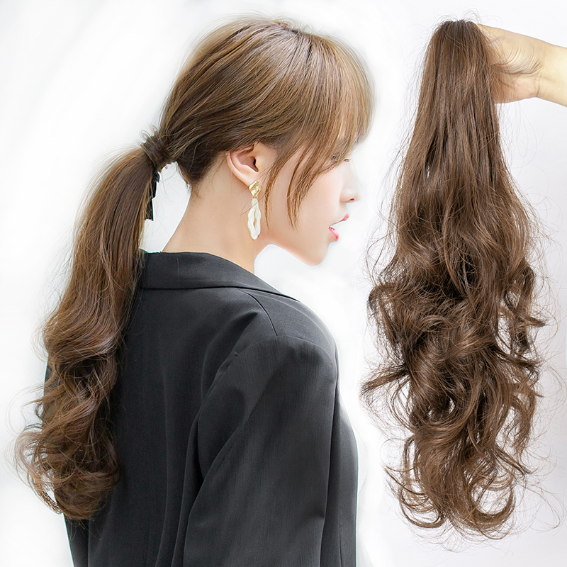 超轻轻巧假发女长发低马尾绑带式抓夹大波浪马尾
