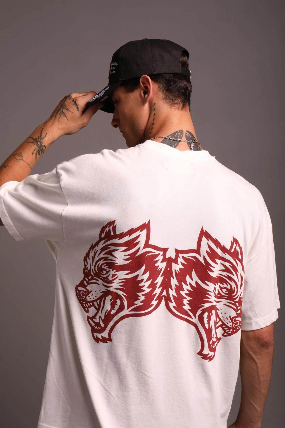 辉pro自制darcsport wolves双狼头健身宽松运动全棉短袖t恤