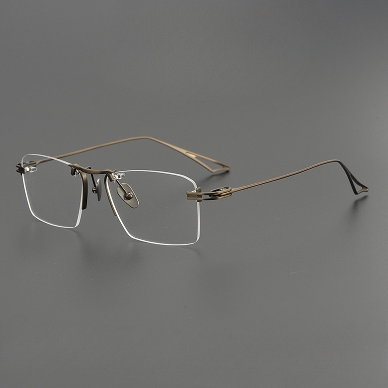 日系刀锋7285同款商务男女纯钛方形无框近视眼镜框架ACT-SIX