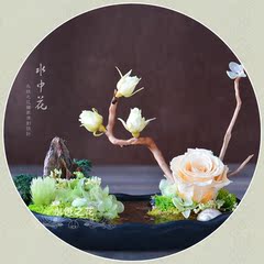 永生花进口 独家原创设计树枝假山石 微景观 保鲜花生日节日礼物