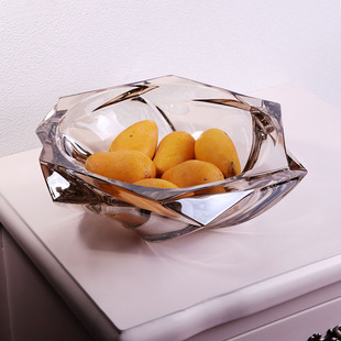 现代轻奢水晶玻璃水果盘高级感客厅家用大号果斗糖果盘零食干果盘