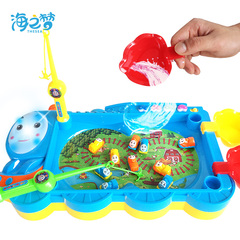 磁性音乐灯光钓鱼盘捕鱼台达人玩具儿童电动戏水toy