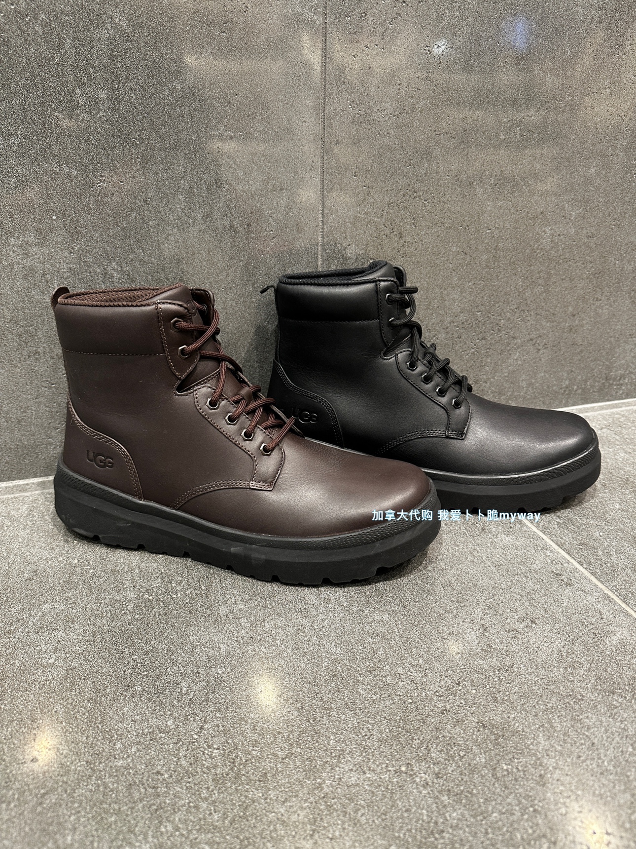 直邮加拿大代购UGG BURLEIGH BOOT MEN纯皮内加绒高帮休闲鞋男