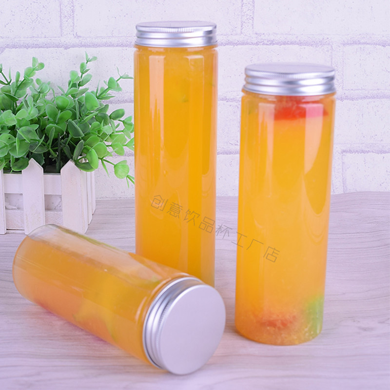 素匠泰茶大口径奶茶瓶ins网红直筒瓶带盖杯子胖胖瓶外卖塑料果汁_不