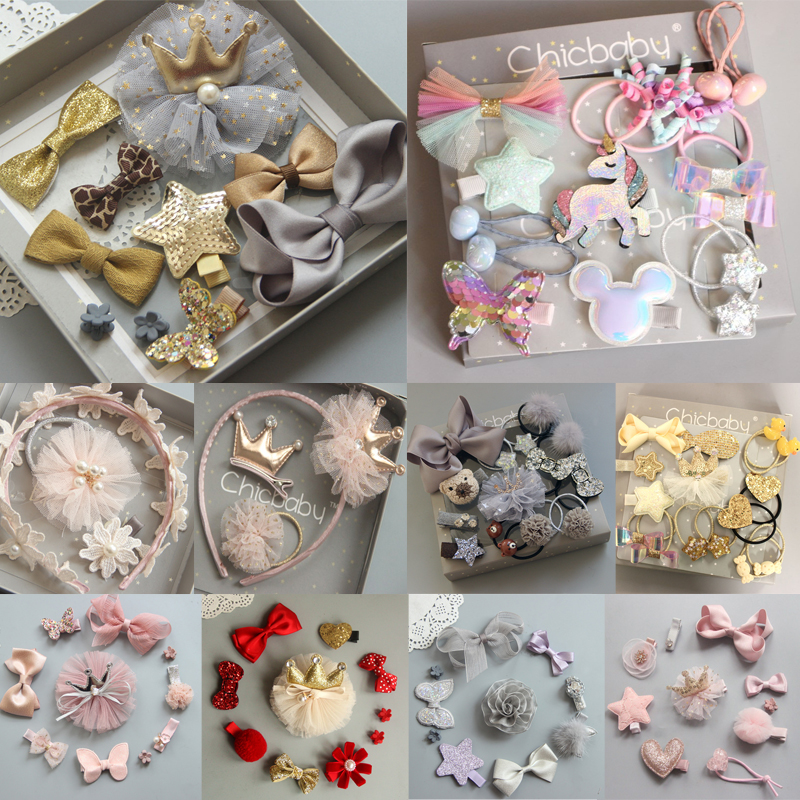 生日发夹套装宝宝皇冠小女孩头饰公主蝴蝶结发箍韩国儿童发饰礼盒