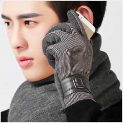 手套男冬 青年学生韩版潮加绒触屏手套开车保暖 男士单层棉质手套