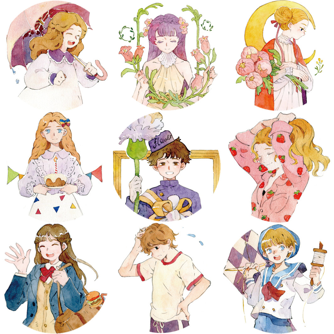 今日见你丨纸胶带悠游日常少年少女花都开好了手帐贴纸可爱人物
