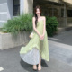 绿色蕾丝刺绣连衣裙女2025夏季新款气质超好看海边度假风吊带长裙