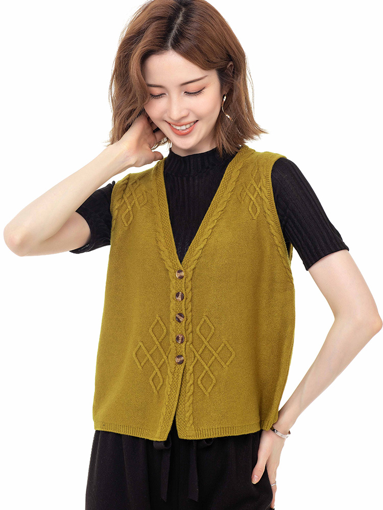 马甲女春秋2021年新款背心外搭马夹毛衣薄款毛线无袖短款坎肩优惠券