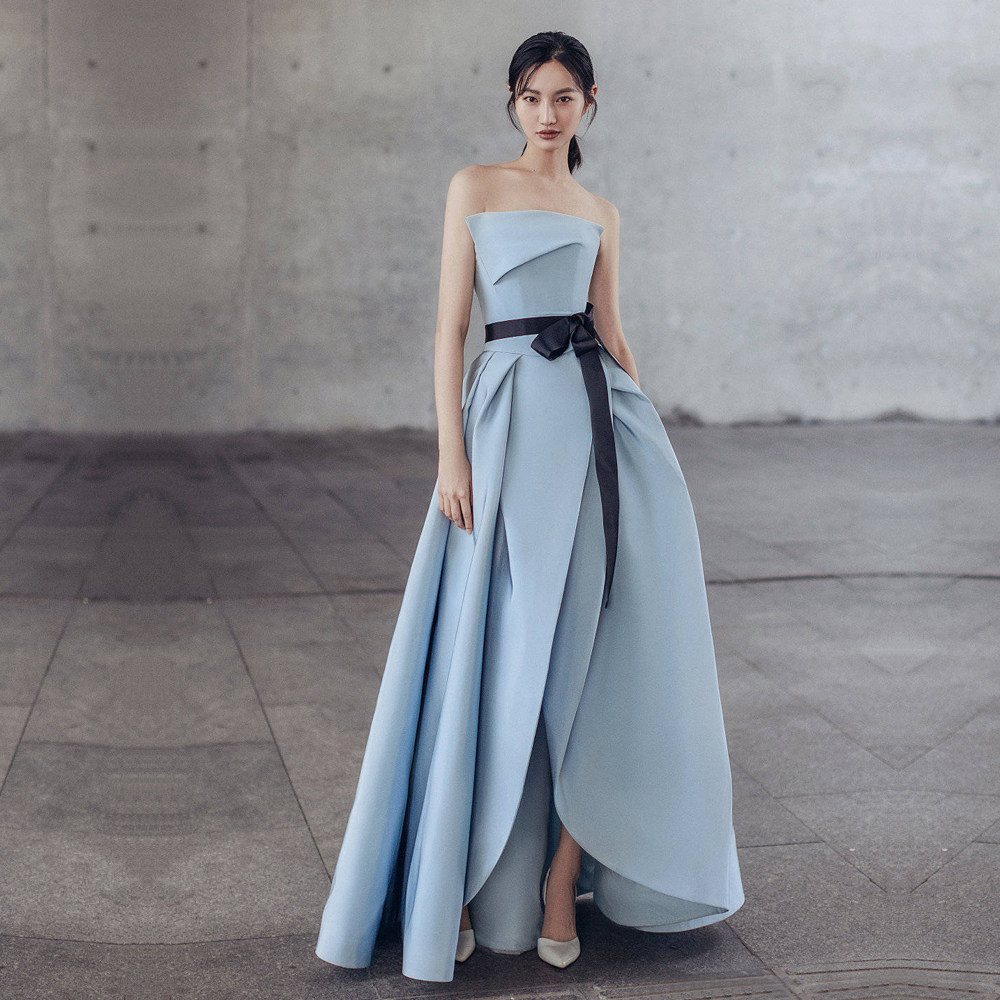 2020新款年会派对晚礼服简约抹胸显瘦a字裙婚礼宴新娘旅拍婚纱