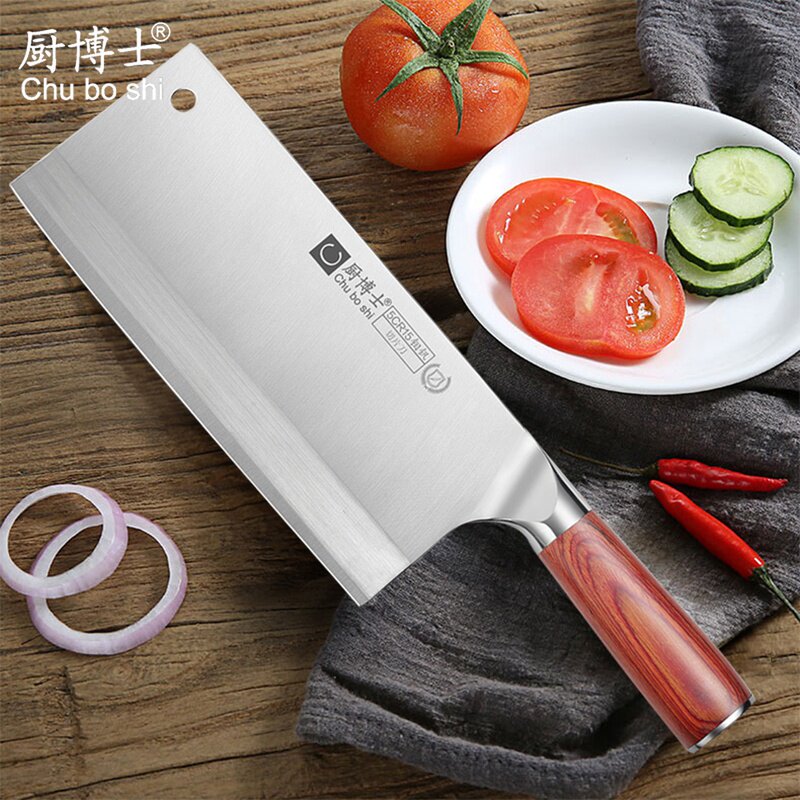 厨博士菜刀家用厨师专用白钢钛合金钢刀高硬度切菜切肉刀砍骨锋利