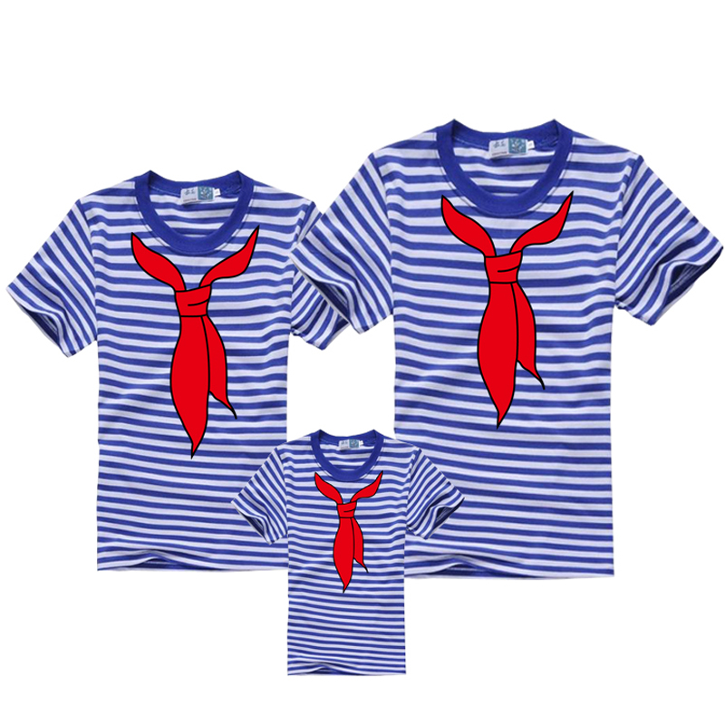 Spring and summer Sea-striped shirt Retro Plum blossom Cotton Blue White strip Navy shirt T-shirts men and women Short sleeved Parenting Couple T-shirtsin the Men's clothing, T-shirt category - from Buy2taobao.com to provide professional Taobao agent buy service