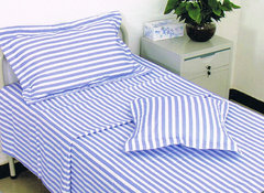 医用病床三件套床单 被套 枕套纯棉斜纹加厚粉白蓝条纹美容院学校