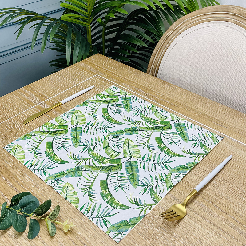 三层加厚绿叶印花餐巾纸餐桌纸餐垫西餐厅餐巾彩色纸巾50张每盒