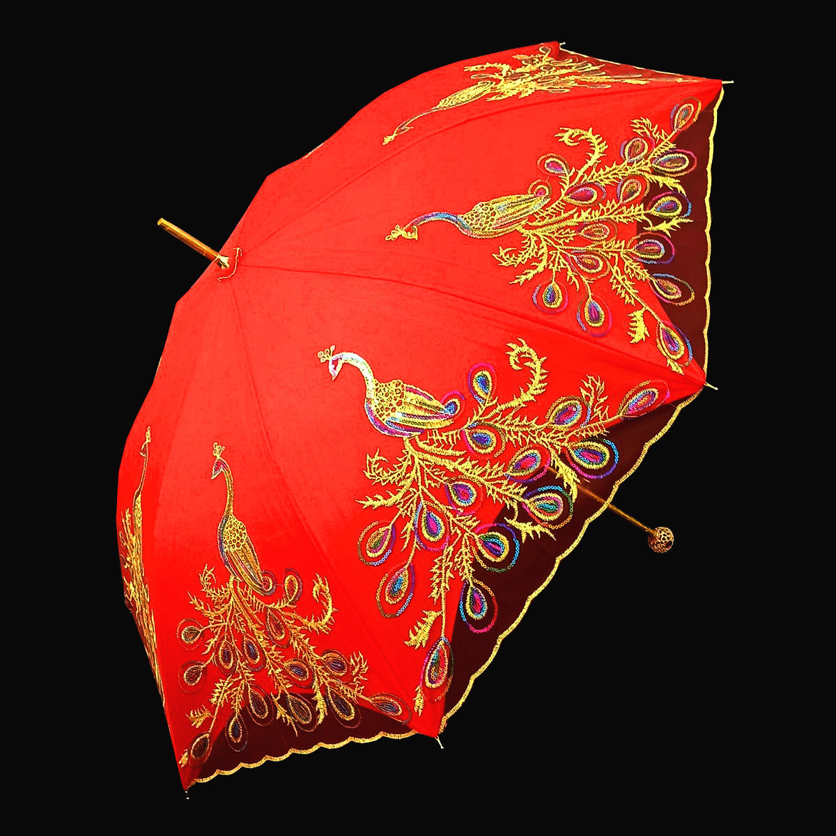 拾锦 中式婚礼红雨伞结婚红伞婚伞新娘伞红色结婚婚庆大红伞长柄