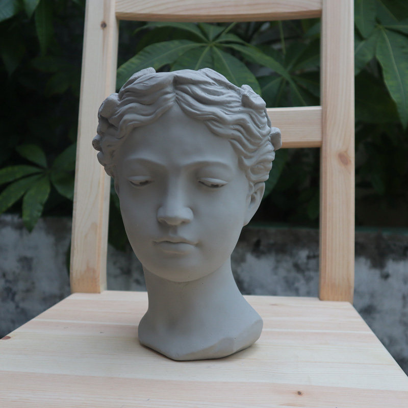 希腊女神sophia 复古艺术人像雕像素描头像半身多肉绿植水泥花盆
