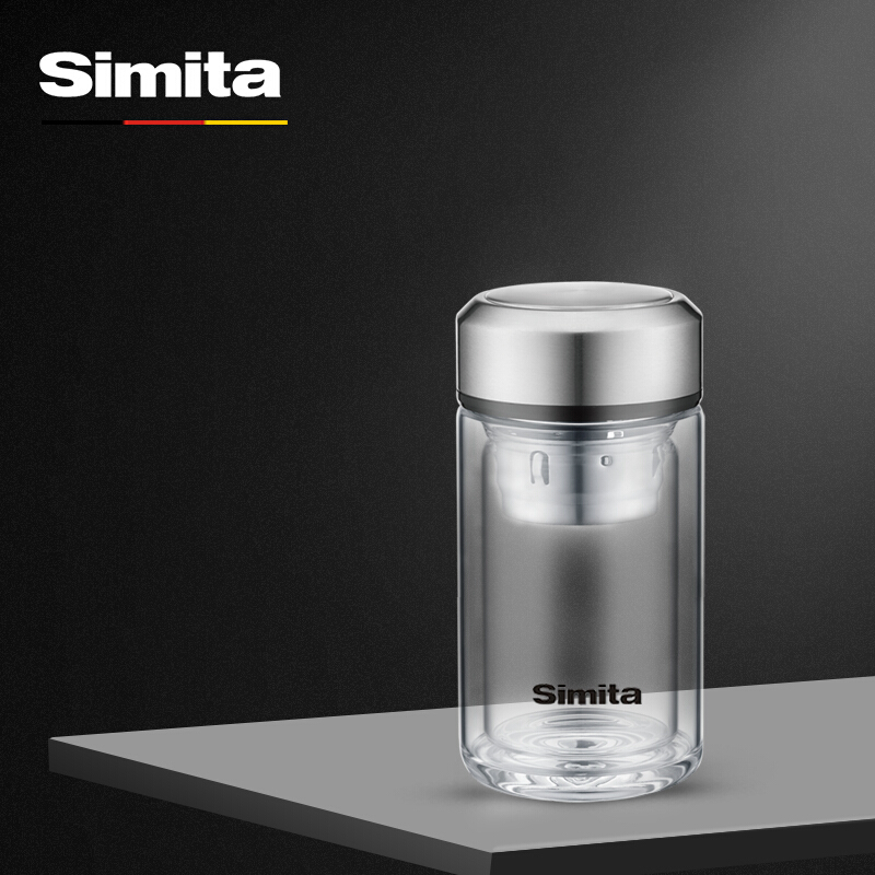 Simita玻璃杯男女士双层防烫小容量便携水杯子家用过滤泡茶杯定制