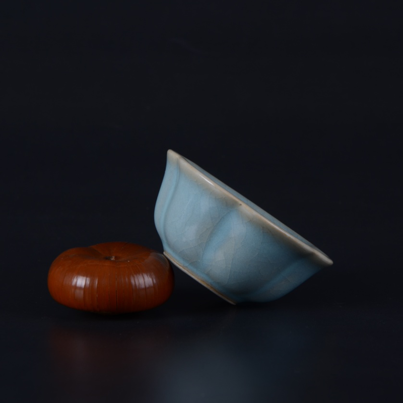 天青梅花杯 单杯 精品手工汝瓷 朱文立 国家级非遗文化传承人