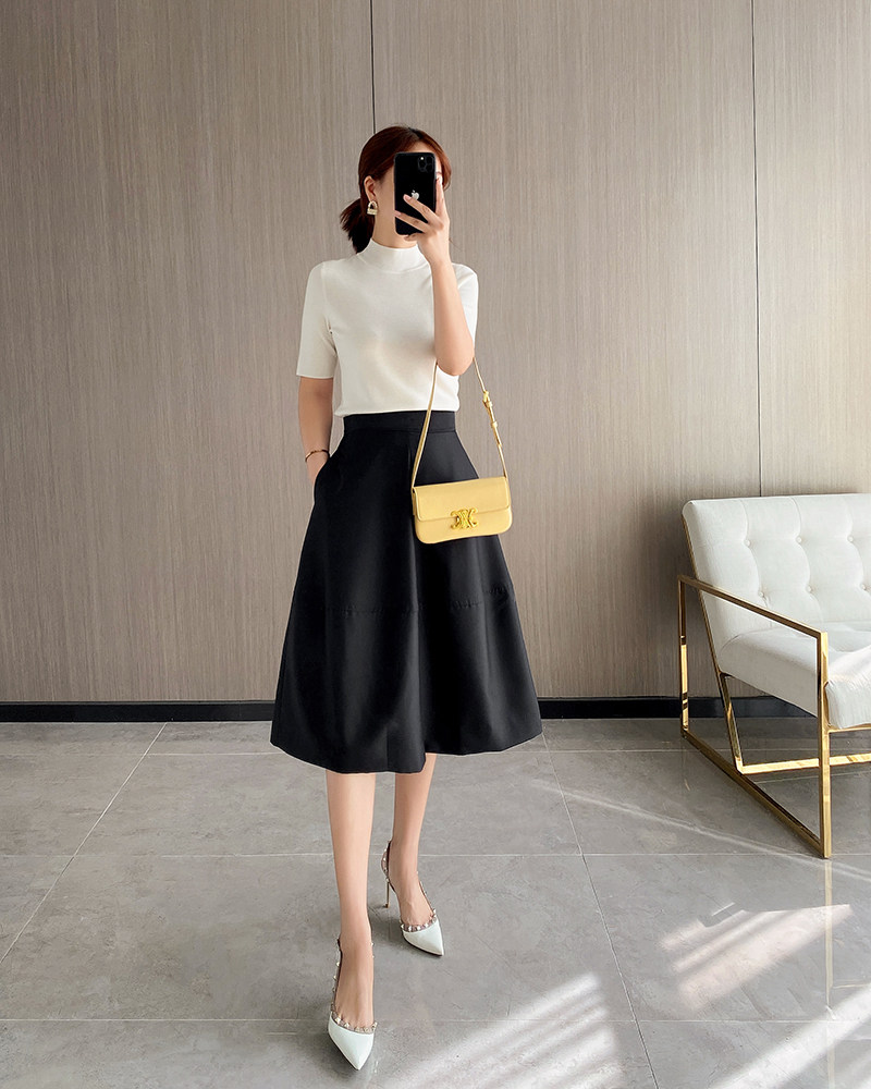 花苞高腰裙中长款