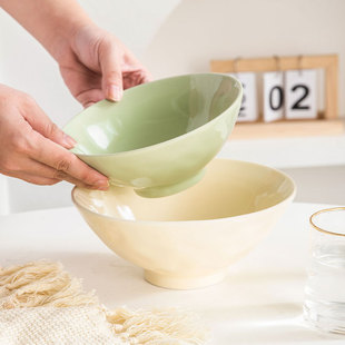 创意奶油风陶瓷斗笠碗面条碗新款拉面碗网红家用大号泡面汤碗餐具