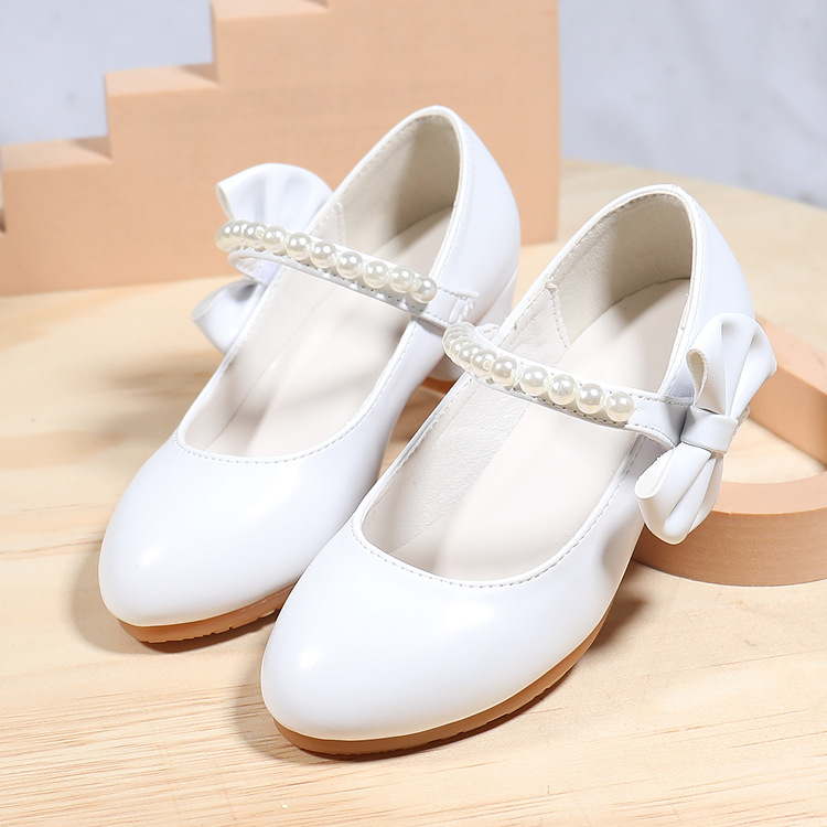 童鞋工厂儿童皮鞋白色蝴蝶结春秋季女童跟公主鞋珍珠潮鞋