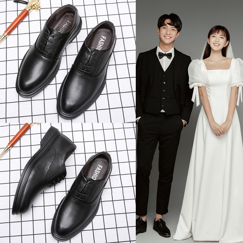 2021新郎结婚礼鞋内增高韩版英伦商务休闲皮鞋青年男士配西装伴郎