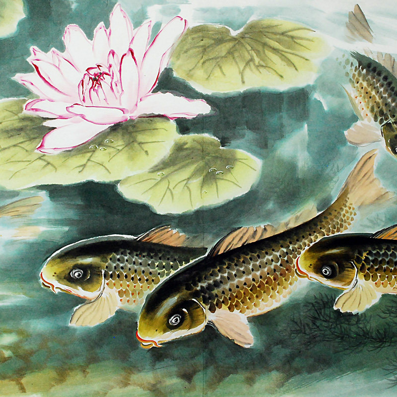 金春晶《莲池的一天》朝鲜画家