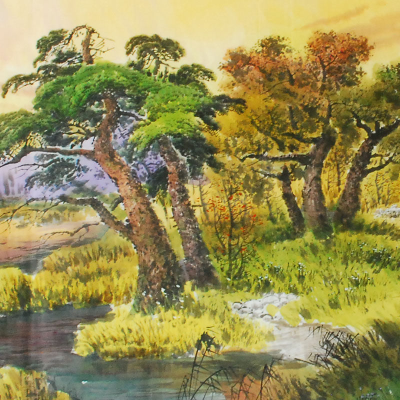 超大尺幅朝鲜功勋画家李灿《山村的傍晚》