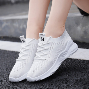 护士网面女装夏季女鞋子波鞋运动中年妈妈薄底小白色透气夏天女款